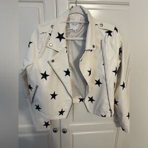 Leather-like cropped star jacket